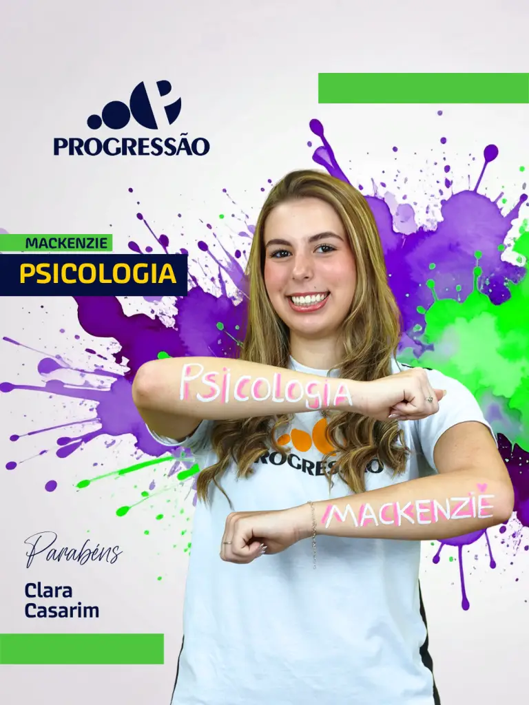 Clara Casarim aprovada em Psicologia no Mackenzie.